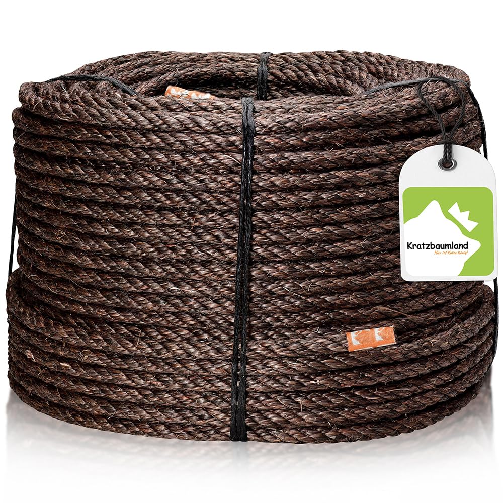 Kratzbaumland Premium-Sisalseil braun 8 mm, braunes Sisalseil für Kratzbäume (versch. Längen) (100 Meter)