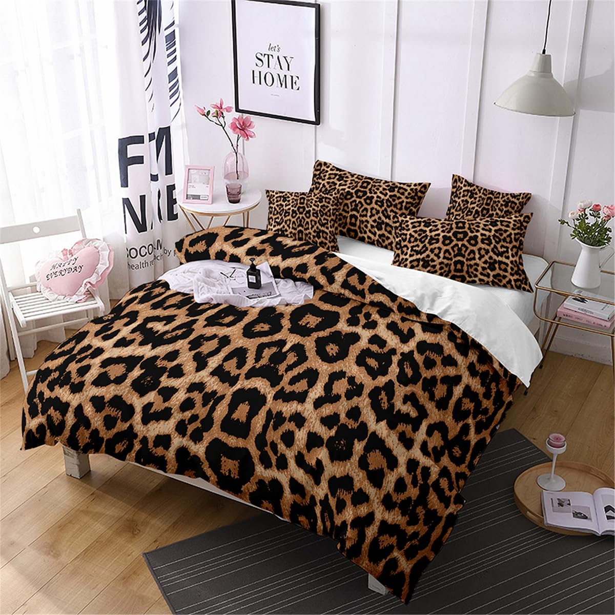 NPCEED Bettwäsche 200x200 Leopardenmuster,Buntes Leopard Bettwäsche Set für Jungen Mädchen Erwachsene,Bettwäsche Sexy Leopardenmuster mit Kissenbezug 50x75 cm (Stile11,200x200cm) Küche, Haushalt & Wohnen