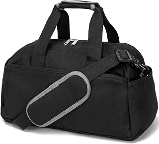 Ineetatu 14 Inch Small Gym Bag for Women & Men - Lightweight Waterproof Mini Duffel for Travel, Sports, Carry-On Black