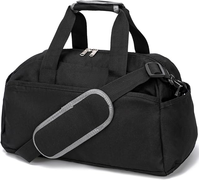 Small Gym Bag 35cm for Women Men Mini Duffel Bag for Travel Sports Lightweight Carrying Bag, Black, 35 cm x 20 cm x 20 cm, Small Bag