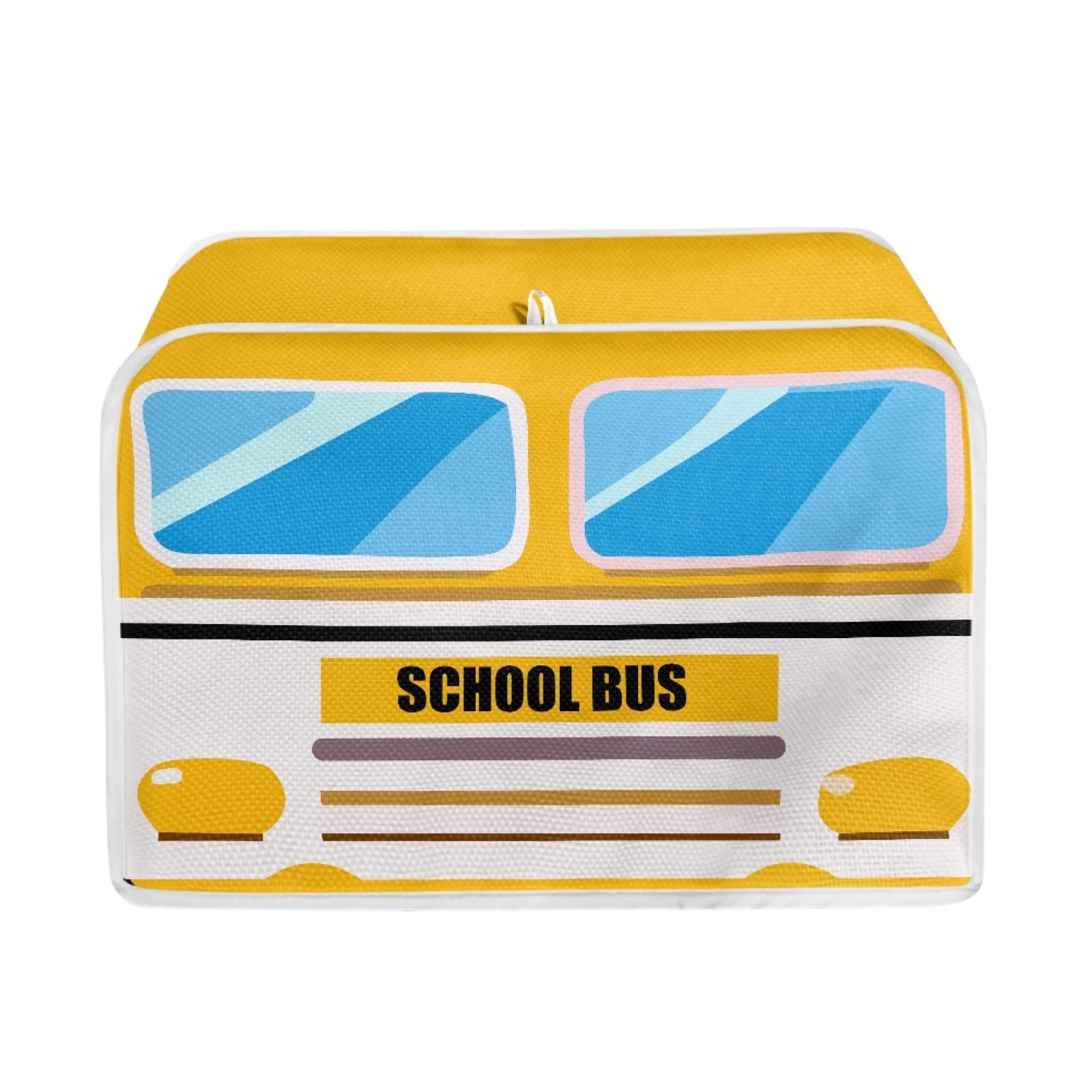 TOADDMOS School Bus Print Toaster Cover 4 Slice Wide Slot Decorative,Small Kitchen Appliance Bread Maker Dust and Fingerprint Protection — image 1