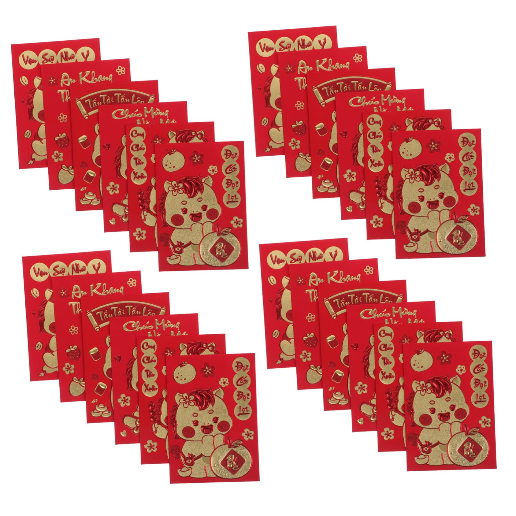 Angoily 360 Pezzi Buste Rosse Piccole Cinesi per Capodanno Design Tema Cavallo per Festa Stagionale Matrimoni e Compleanni per Regalare Soldi Fortunati