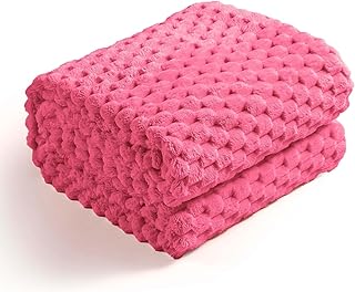 Excervent Flannel Fleece Throw Blanket (50x70 inches) Hexagon Jacquard Decorative Fuzzy Blankets for Household, Camping, and Travel, Super Soft Cozy, Suitable for All Seasons, Hot Pink