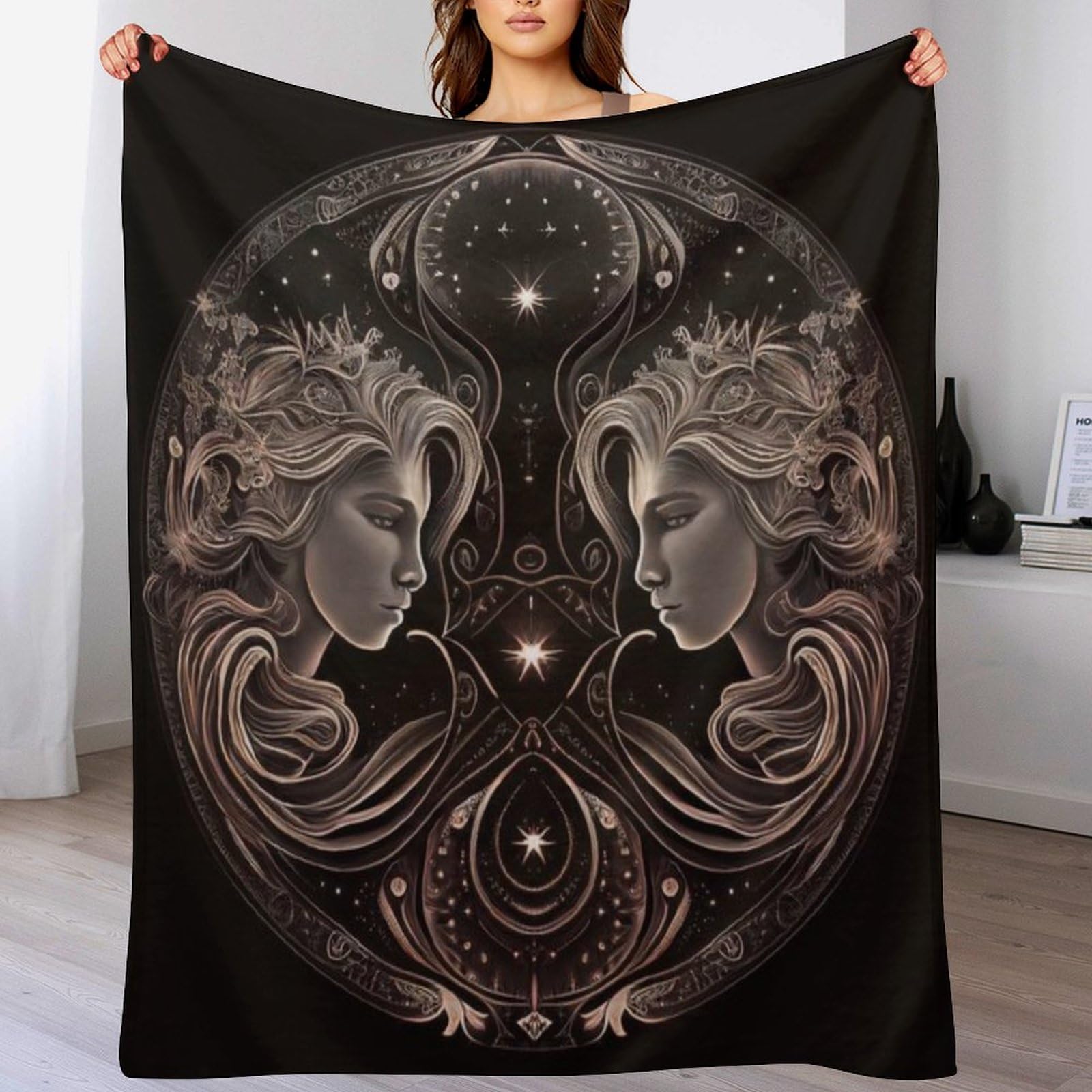 Ggjjtt Gemini Fleece Throw Blanket, Lightweight Warm And Cozy Soft Microfiber Fluffy Flannel Blanket For Bed Sofa Couch Settees, Kids Adult Gift Travel（140×180Cm）
