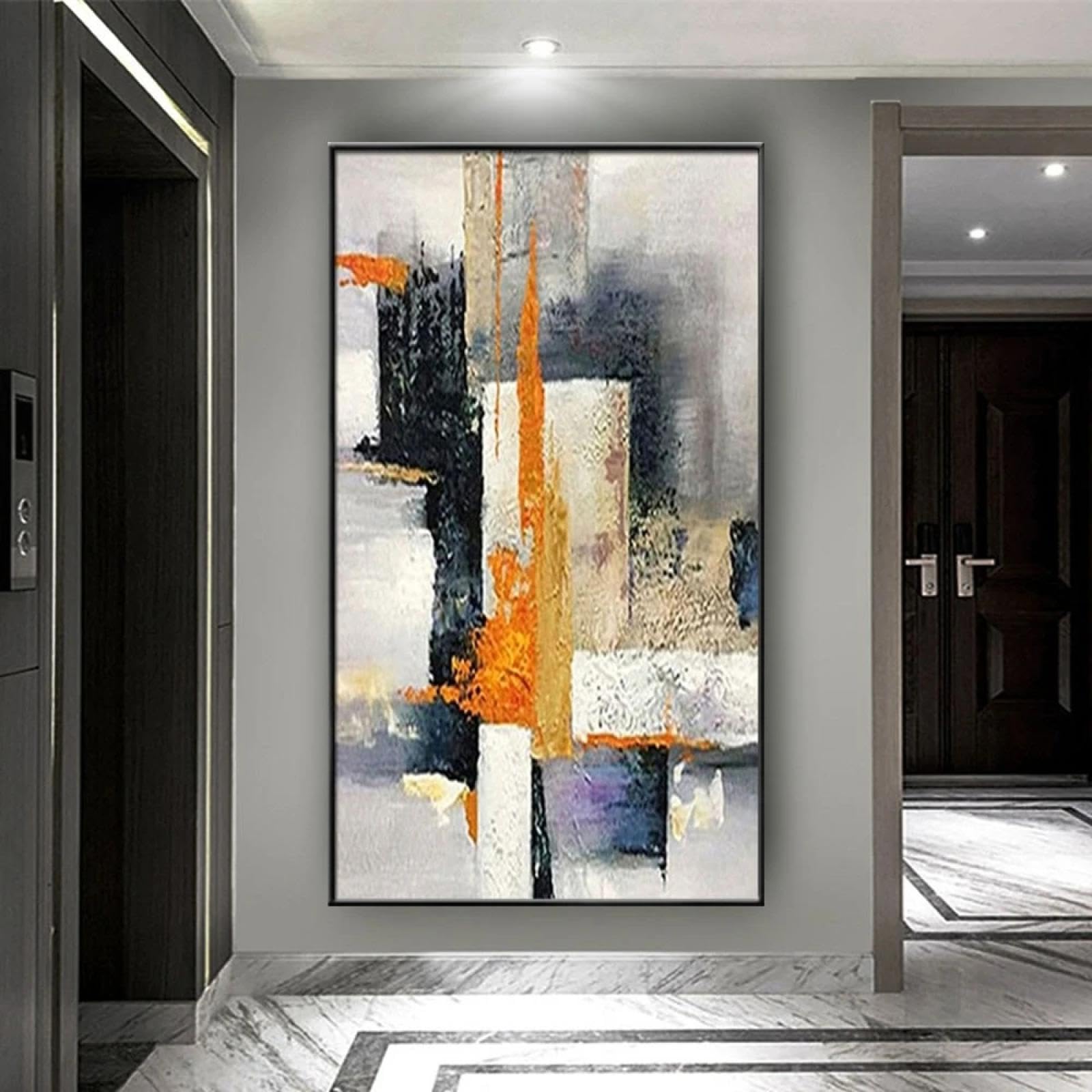 HOLEILUCK Tableau d'art mural géométrique moderne abstrait vertical pour salon, porche, entrée, décoration de grande taille, impressions d'art sans cadre 72 x 95 cm/28 x 37 pouces sans cadre
