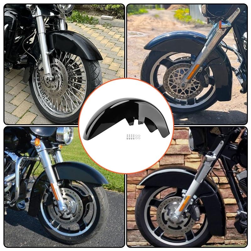 Couverture garde-boue avant moto Harley en ABS noir brillant de haute qualité - 6