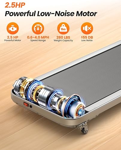 Miniatura 4 de Almohadilla para caminar, caminadora para debajo del escritorio con inclinación para oficina en casa, 2.5 HP, caminadora portátil con capacidad de