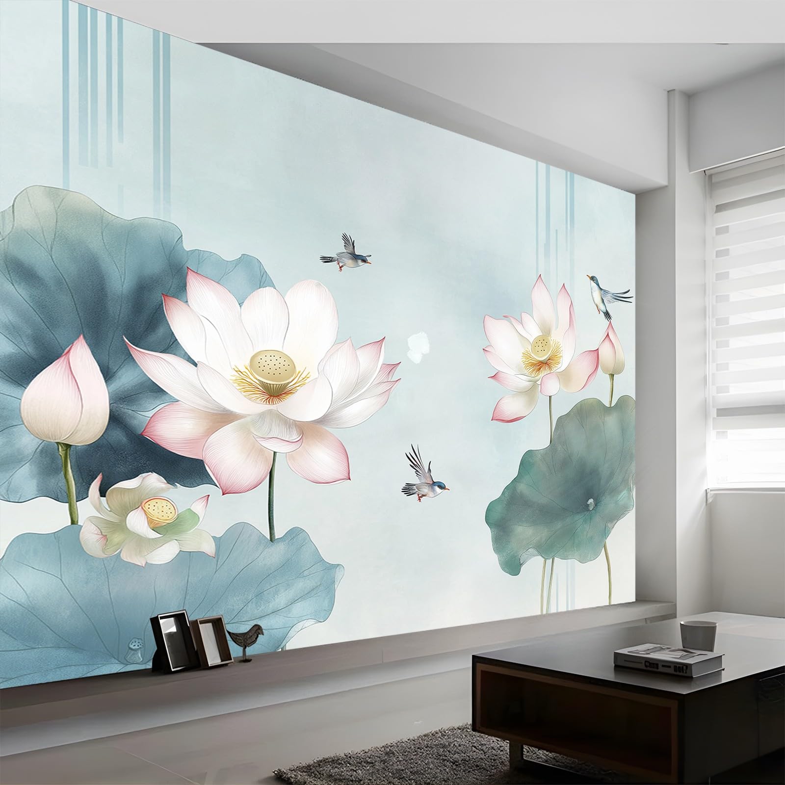 Panoramiquelotus tapeta tradycyjna róża zielona 350 x 256 cm (szer. x wys.), tapeta 3D duże ściany plakat do salonu, pokoju dziecięcego dla dorosłych tapeta z włókniny do sypialni