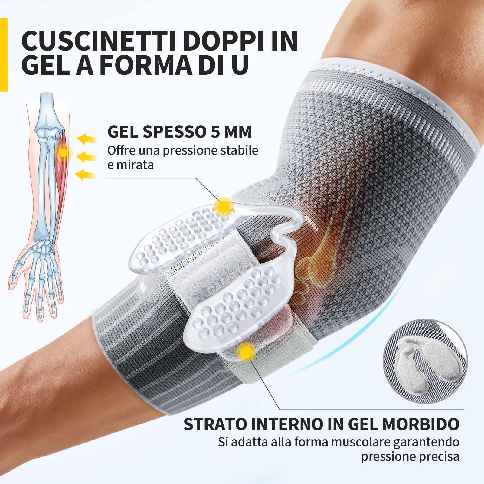 CAMBIVO Tutore Epicondilite Gomito con Doppio Cuscinetto in Gel da 5mm – Gomitiere Palestra a Compressione con Fascia Regolabile, Supporto per Tendinite, Tennis e Lavoro, Antiscivolo e Traspirante