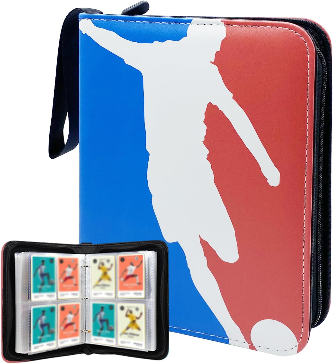 JNBGTU480 Pockets Trading Card Binder, 60 Pages Removable Vertical Loading 8 Pockets Each Page, PU Zipper Card Binder Album Folder Card Collection Binder for Boys Girls Collectors Gifts