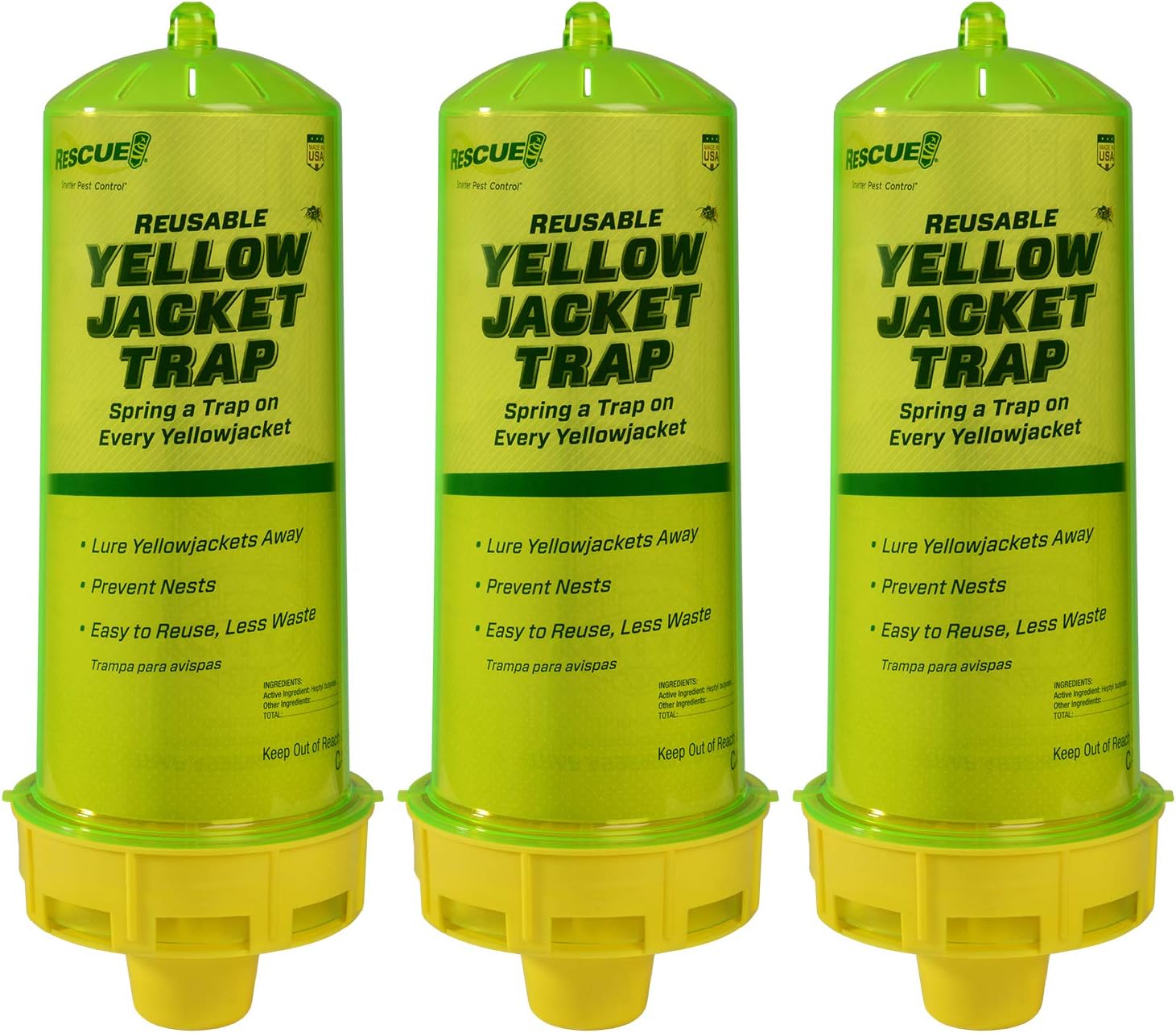 Reusable Yellowjacket Trap – Includes Attractant - 3 Traps