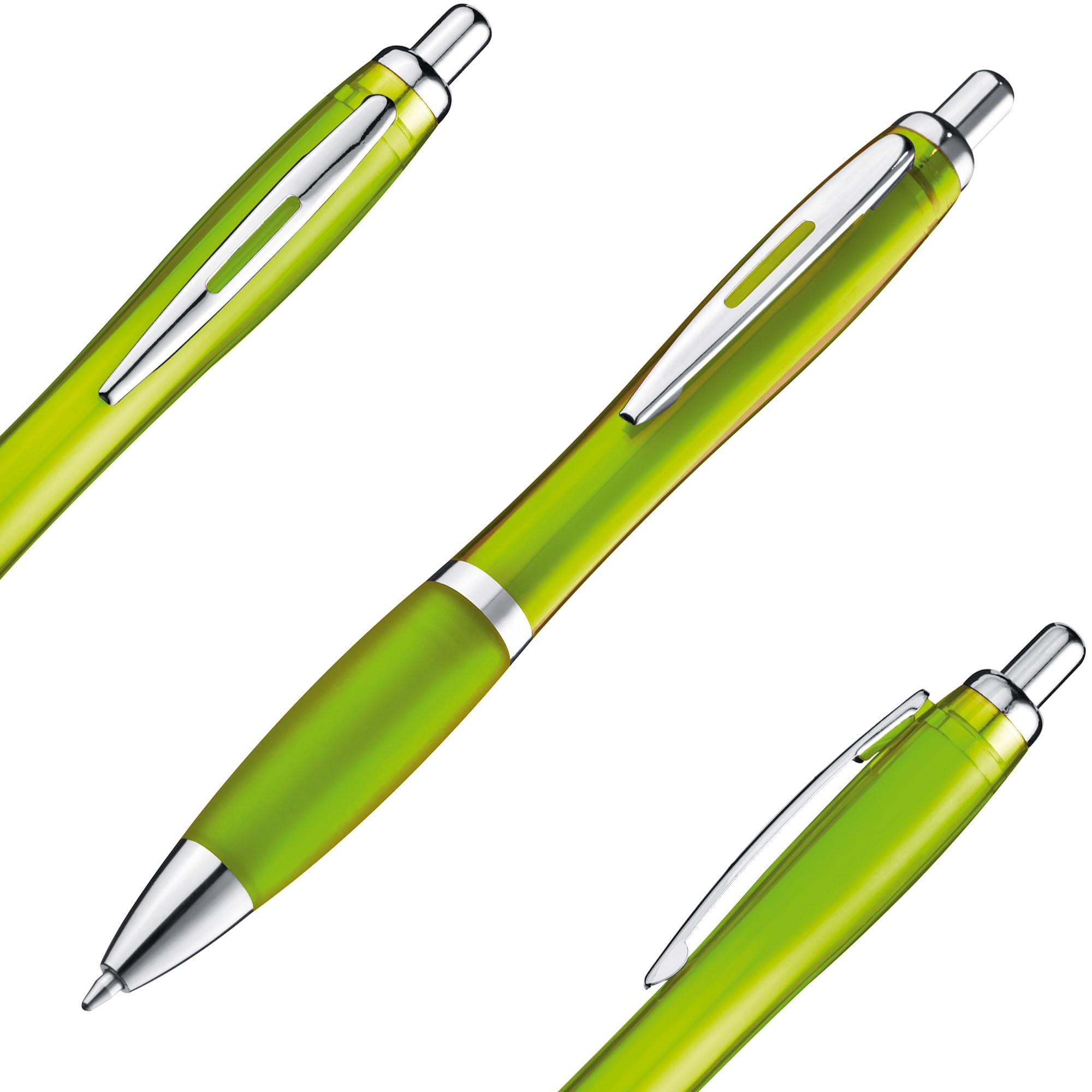 Produktbild von 10 Grüne Kugelschreiber Von Skales – Schreiben Blau, 0,7 Mm, Ohne Werbung, Neutrale Optik