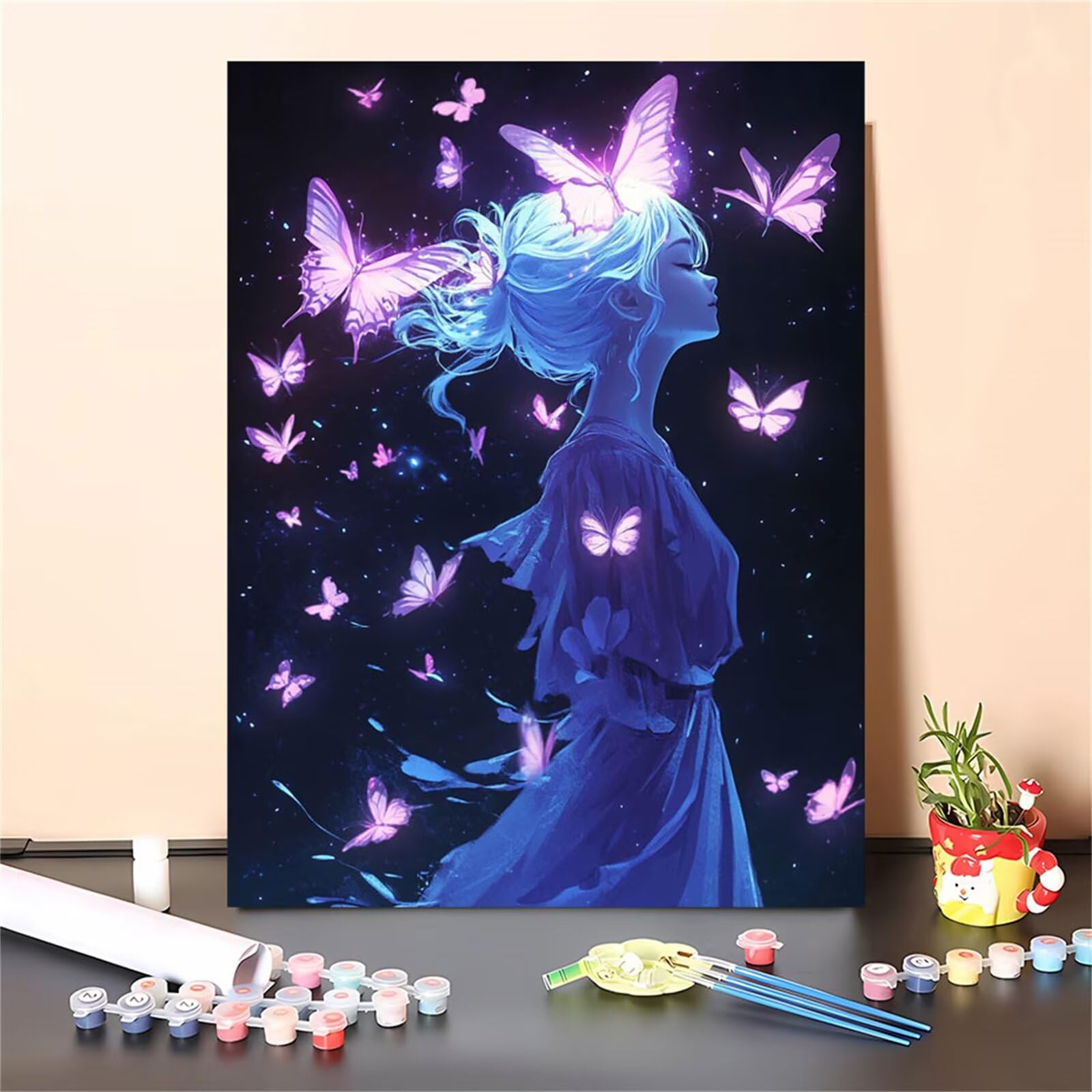 Dipingere con i Numeri per Adulti ragazza Paint by Numbers Kit fiore Fai da te Hobby Creativi Adulti,Dipingi con i Numeri con Pennelli e Acrilico Pigmento,Decor della Casa Regalo 80x100cm M-583