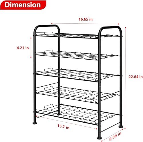 Miniatura 3 de Organizador de botellas de agua de 5 niveles, estante de almacenamiento de botellas de agua, dispensador de latas de bebidas de metal para despensa,