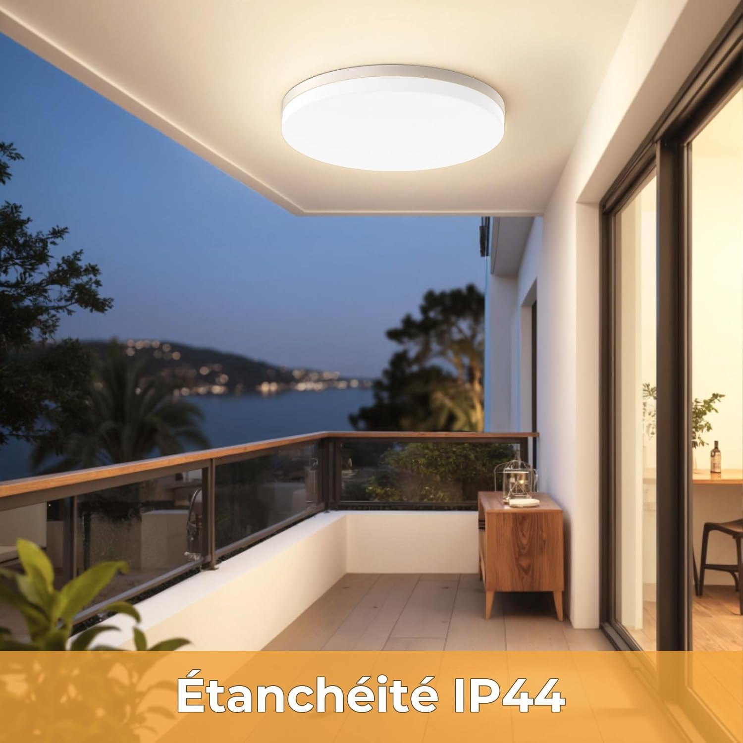 Plafonnier LED 48 W, plafonniers LED 4 800 lm 4000 K, P44 imperméable rond pour chambre à coucher, cuisine, salon, balcon, chambre Ø30 cm – 2 pièces