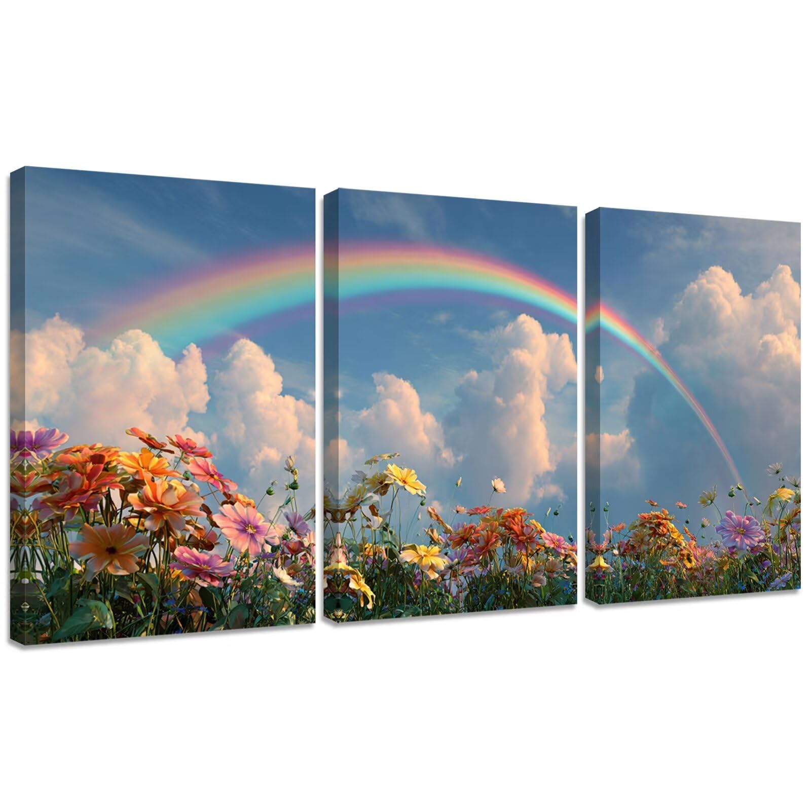 3 sztuki Rainbow Diamond Painting Full Kit Drill, DIY Zestawy do malowania kwiatami Diament Kwadratowy haft krzyżykowy Haft krzyżykowy Rzemiosło, Kobiety Hobby Prezent, Home Wall Decor 45 x 60 cm 2S