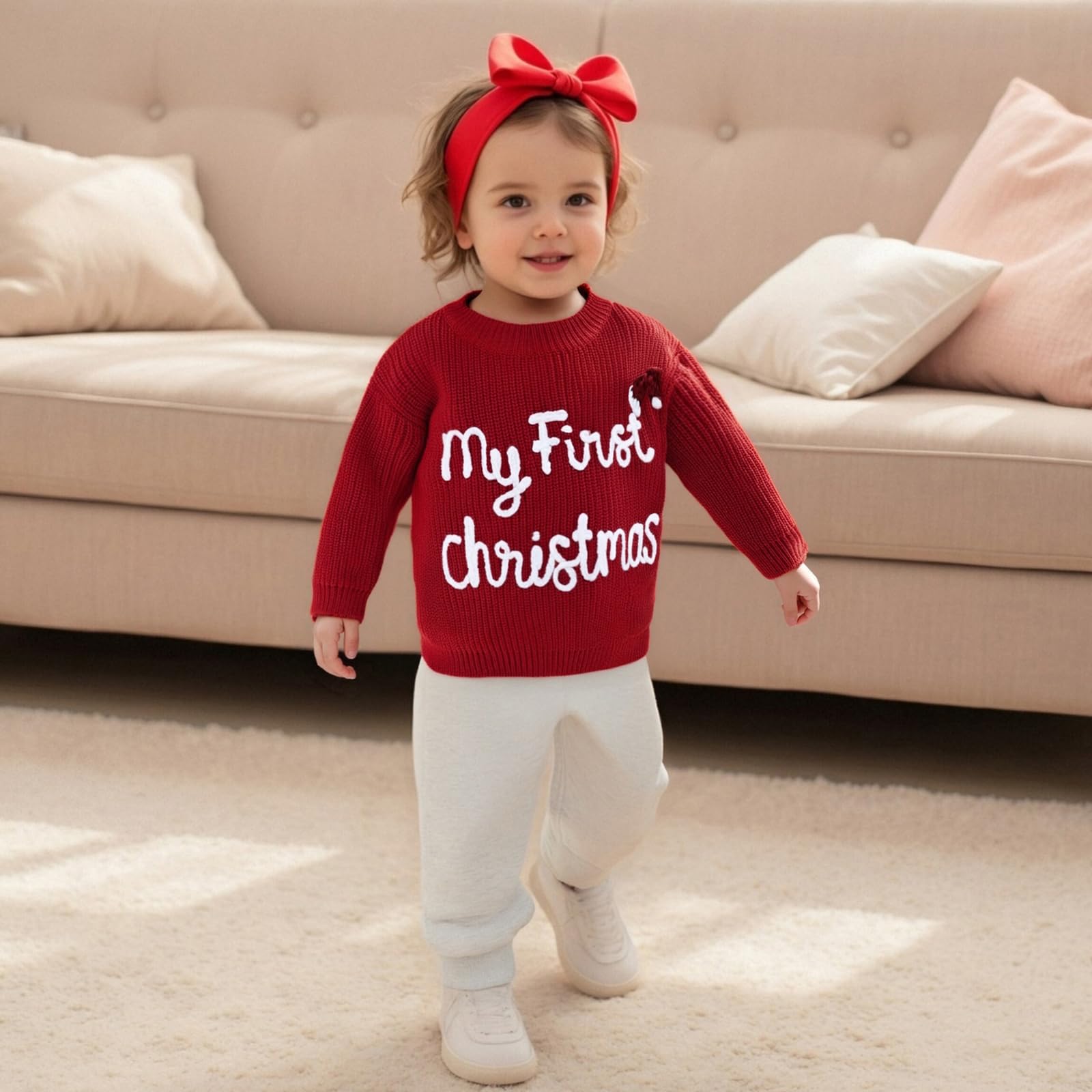 Suéter de Navidad para bebé, niño y niña, con letras bordadas, ropa de punto, ropa de otoño e invierno