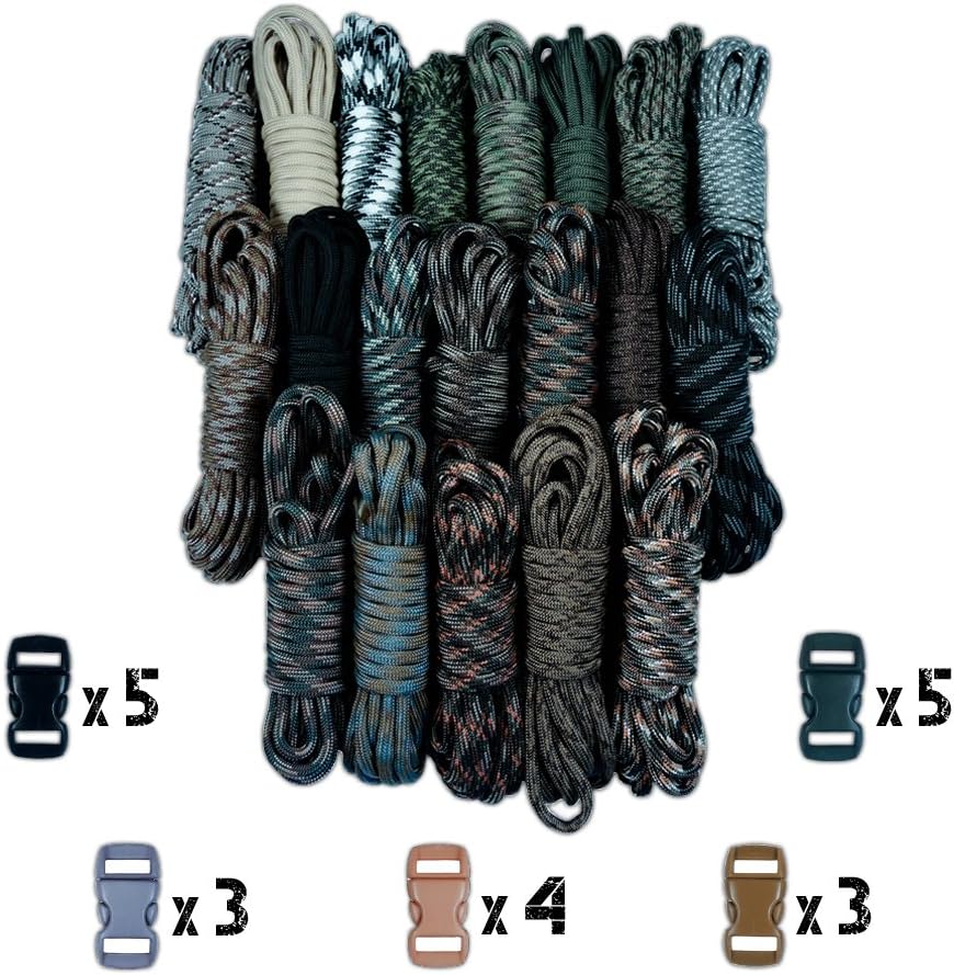 Craft County 550lb Type III Paracord Combo Crafting Kits with Buckles (Scouting)