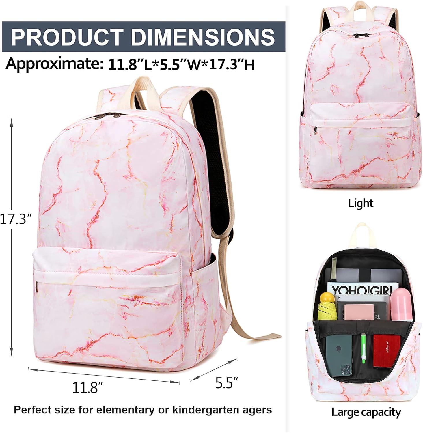 LEDAOU Backpack for Girls School Bag Kids Bookbag Teen Backpack Set Daypack with Lunch Bag and Pencil Case | Kids, Bookbag, Daypack, with Lunch Bag, and Pencil Case - Image 9