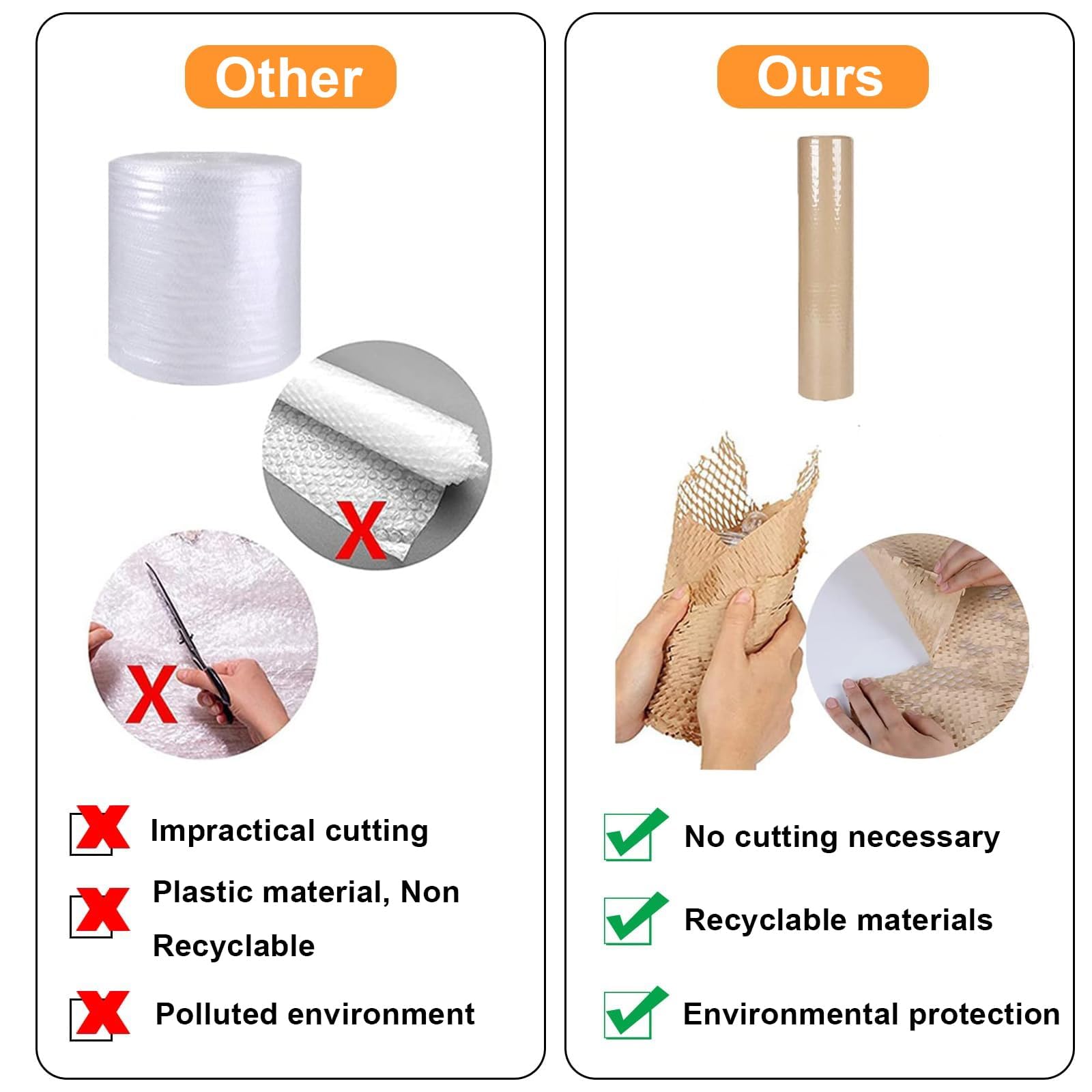Rollo De Papel De Embalaje De Nido De Abeja, Papel De Embalaje Marrón, Envoltura De Burbujas Para Mudanzas, Para Mudanzas, Envío De Paquetes Frágiles - Alternativa Ecológica Al Envoltorio De Burbujas