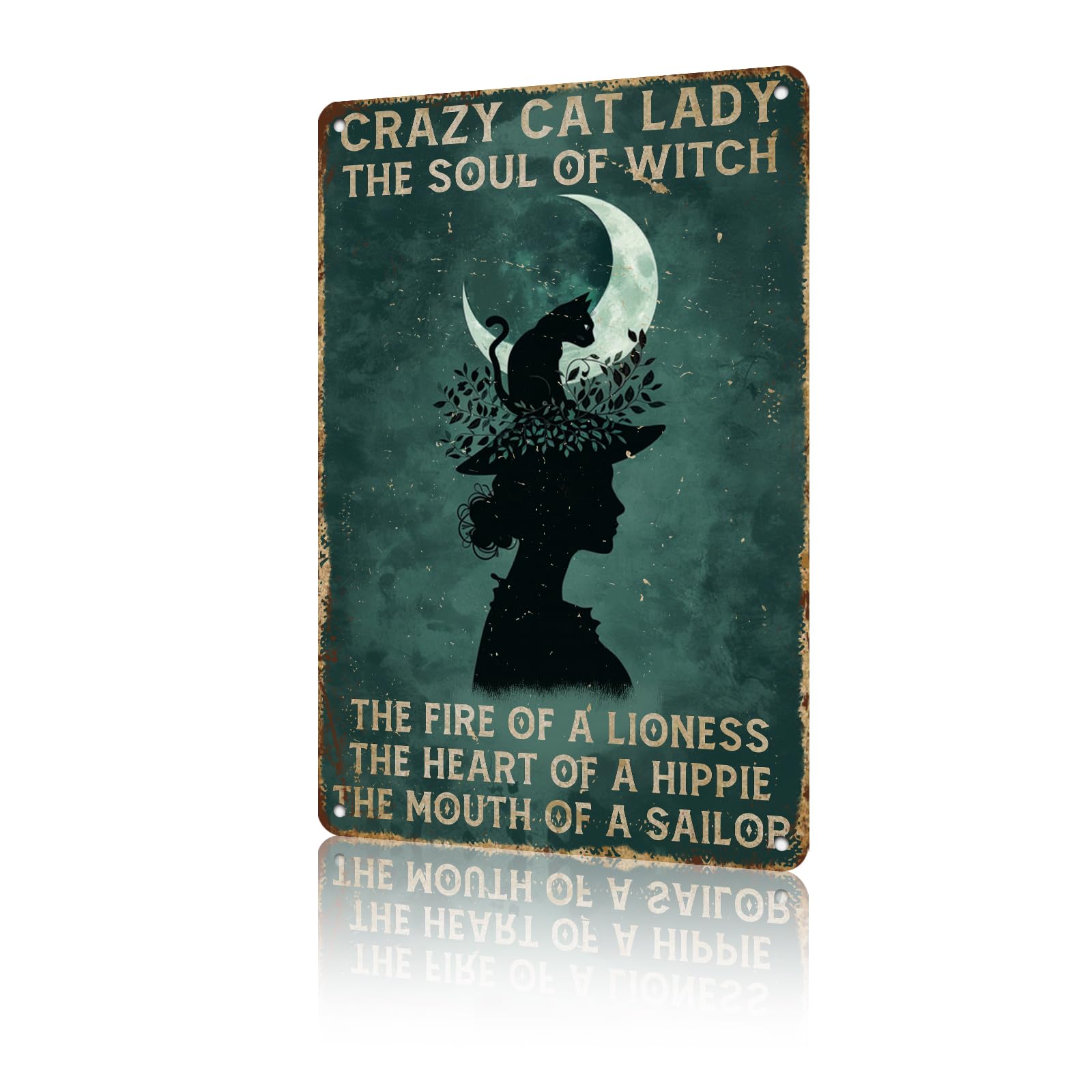 Jaesxxco Tin Sign23 Retro Decor Tin Signs Crazy Cat Lady The Soul Of Witch Funny Vintage Tin Sign Aluminum Sign Retro Wall Decor For Home Office Farmhouse Yard Garden Shop Cafe Indoor Outdoor 8X12 Inch