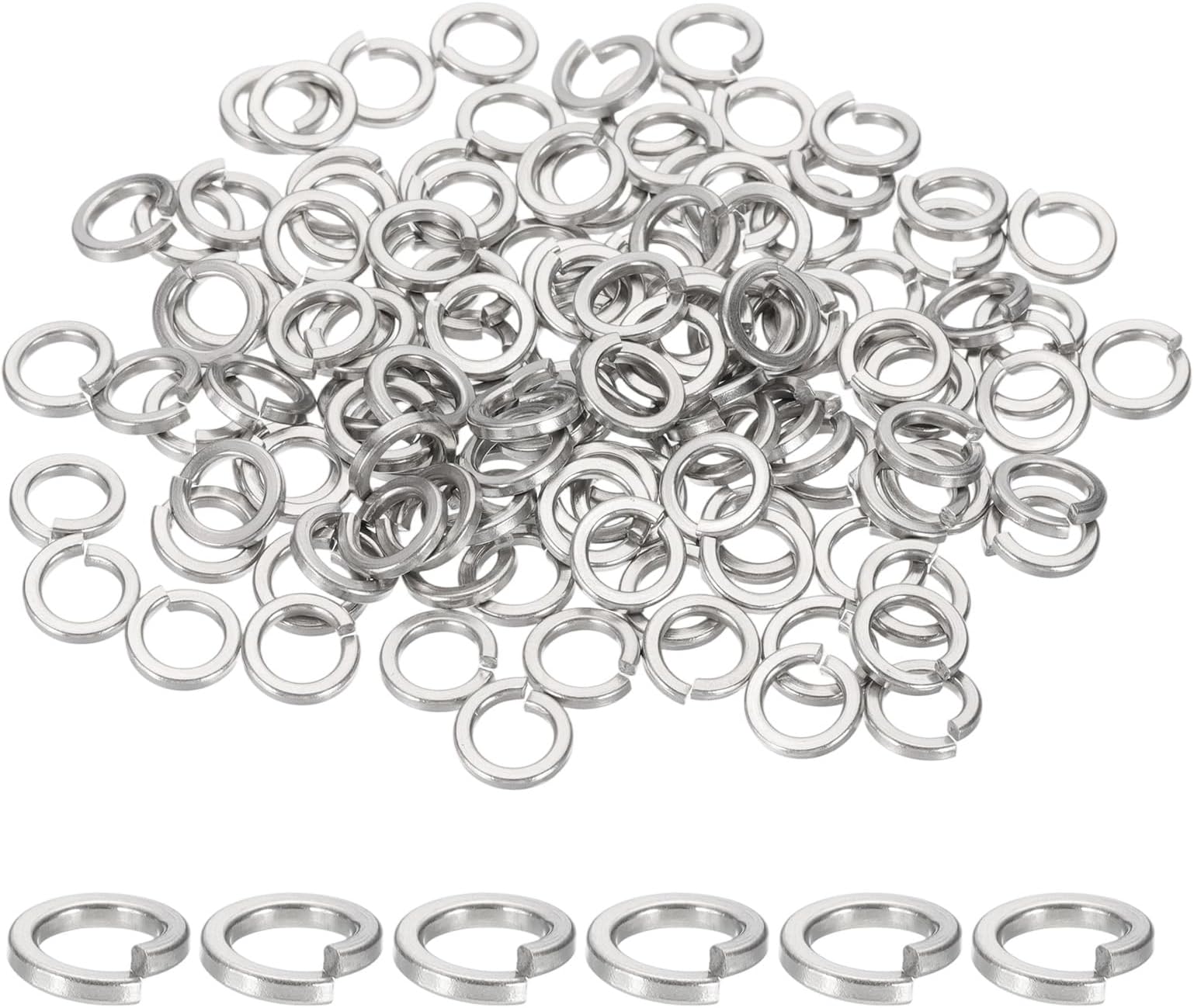 sourcing map M5 Spring Lock Washer, 304 Stainless Steel Split Lock Washers for Screws Bolts Cars Construction Machinery Silver Pack of 120
