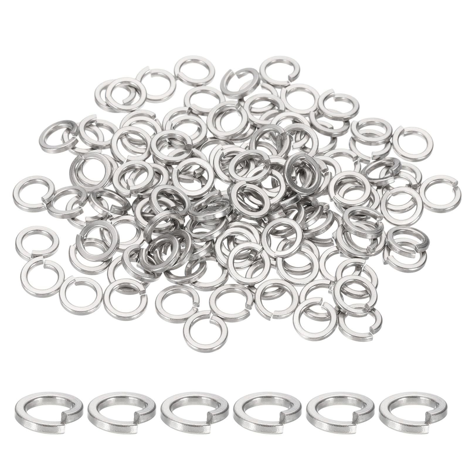 sourcing map M5 Spring Lock Washer, 304 Stainless Steel Split Lock Washers for Screws Bolts Cars Construction Machinery Silver Pack of 120