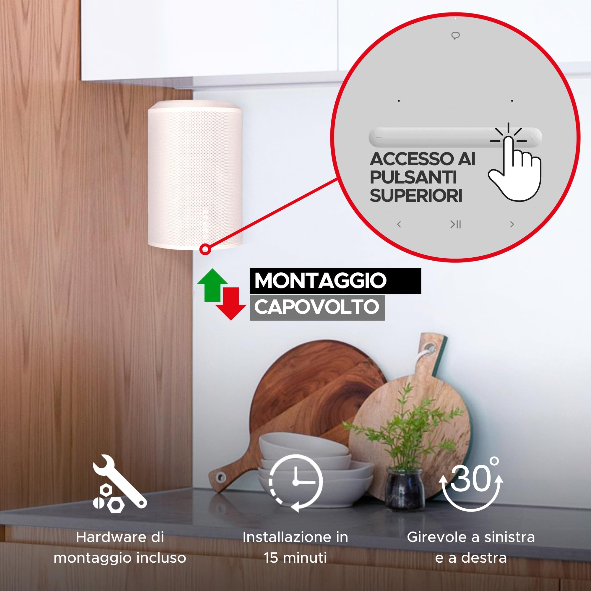 Supporto Angolare da Parete ERA 100 Profilo Basso Bianco Singolo Compatibile con Sonos ERA100 & ERA 100 SL