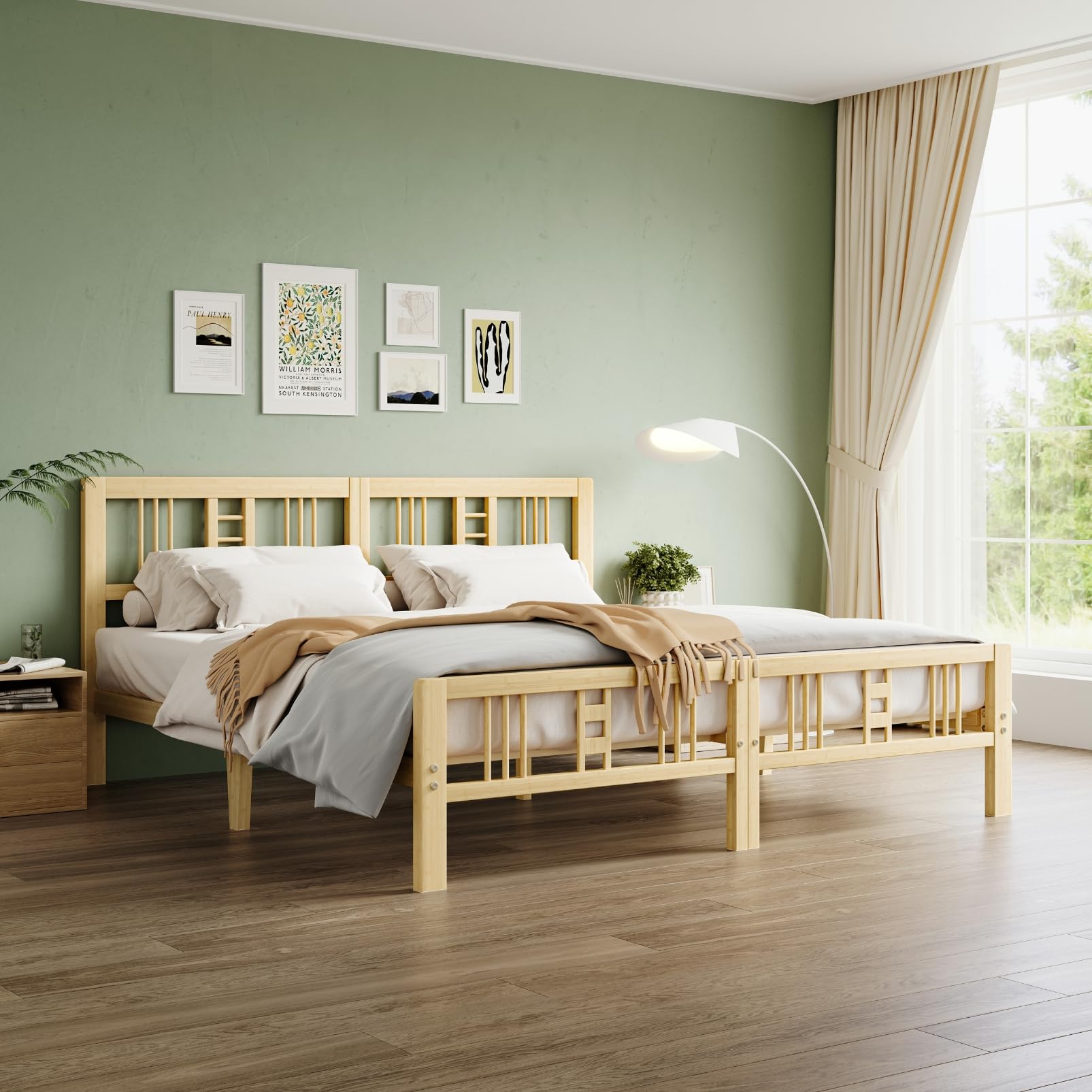 Goltriever 14 Inch High Bamboo King Bed Frame