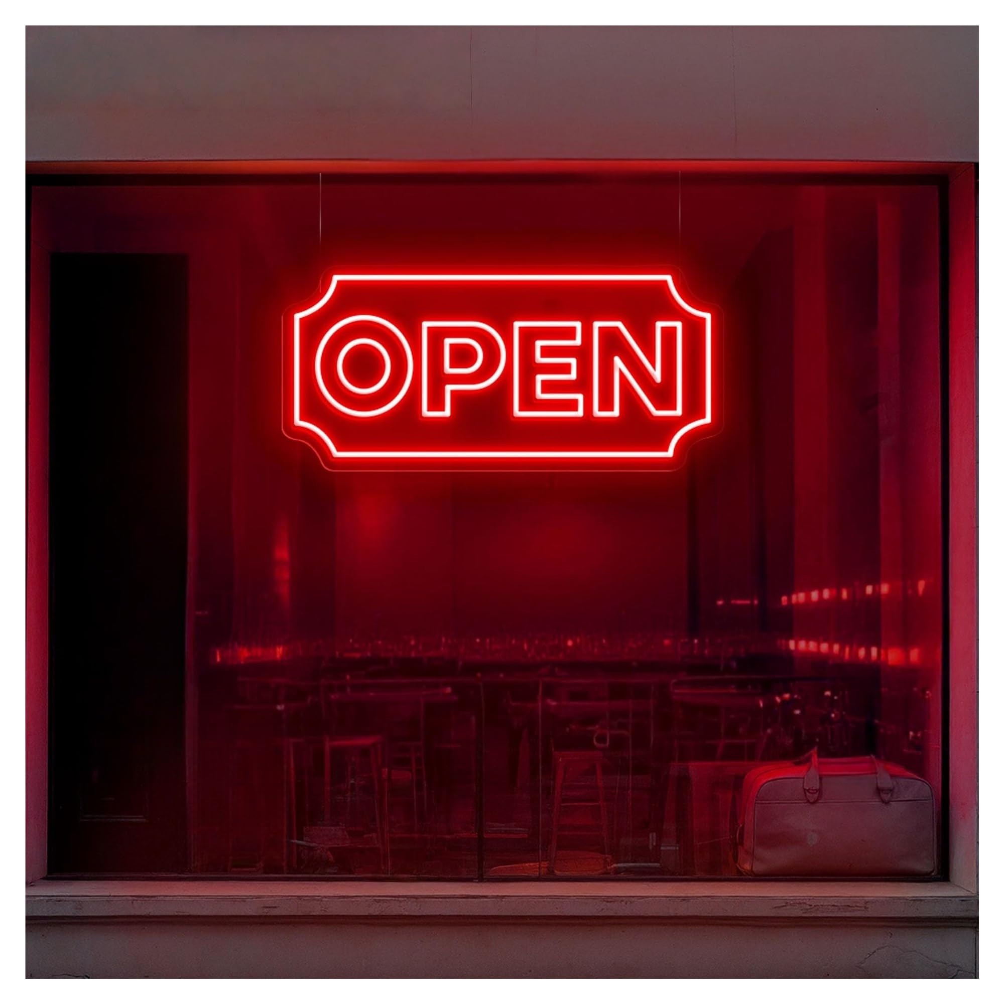 RONGCH Hanging Art Neon Signs Open Neon Sign, Suitable for Store Window Decor with Brightness Adjustable 20cmx42cm(C)