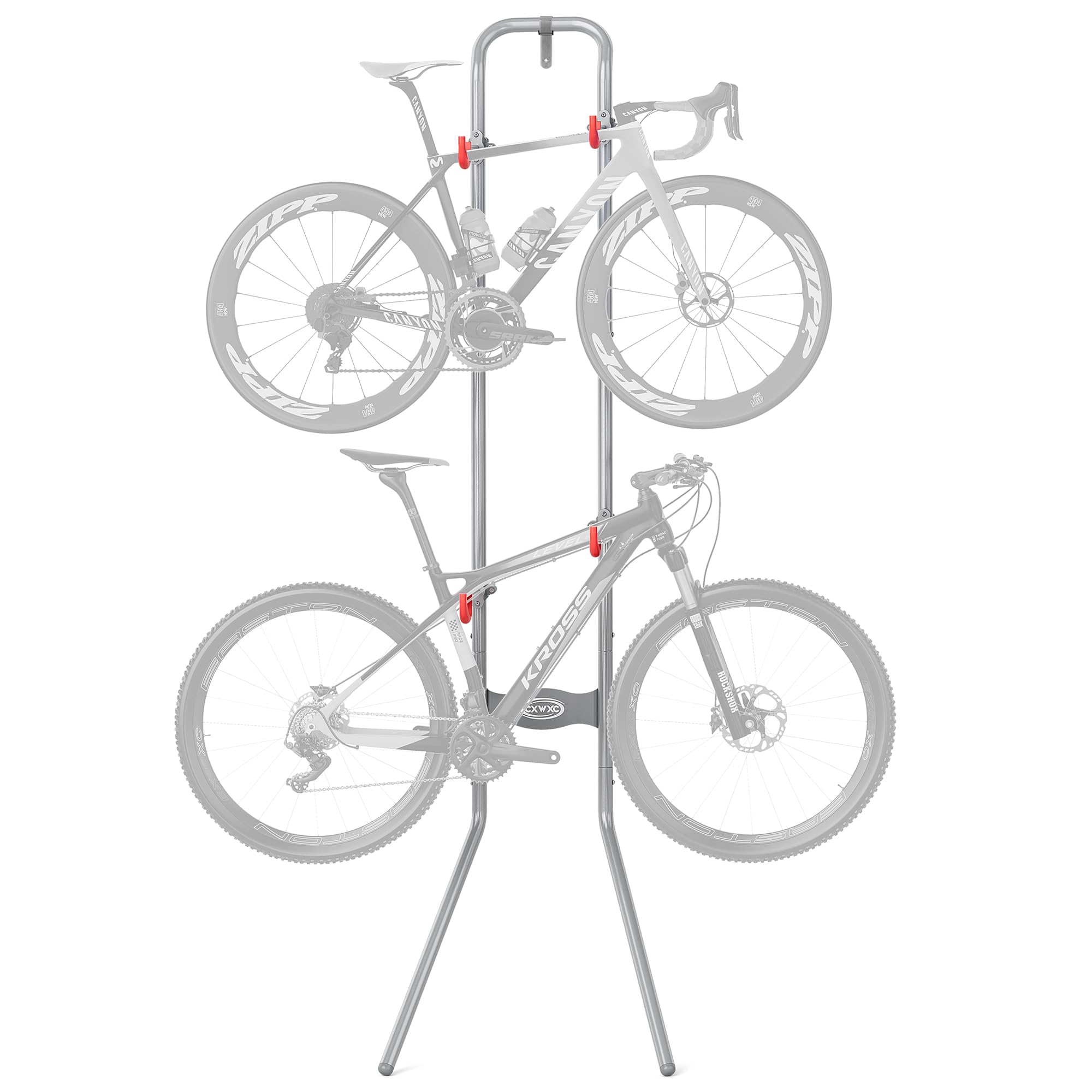 CXWXC Vertikaler Fahrradständer für 2 Fahrräder, Platzsparende Wandhalterung bis 54kg, Verstellbarer Fahrradhalter für Garage & Wohnung, MTB & Rennrad