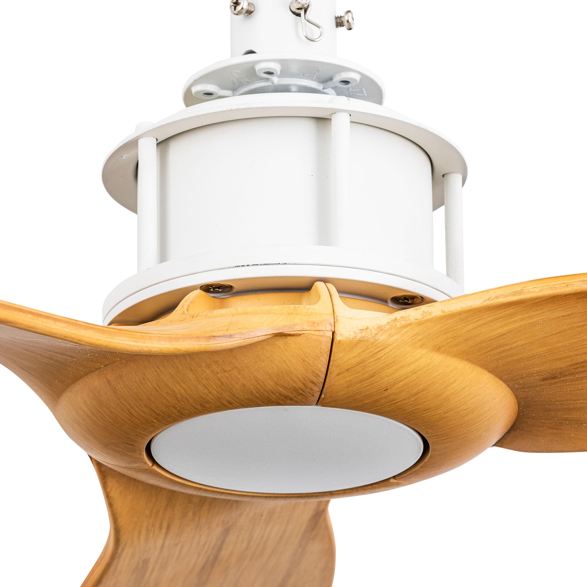 FARO Barcelona Ventilador de techo con luz blanco/madera Ø 128 cm JUST FAN M