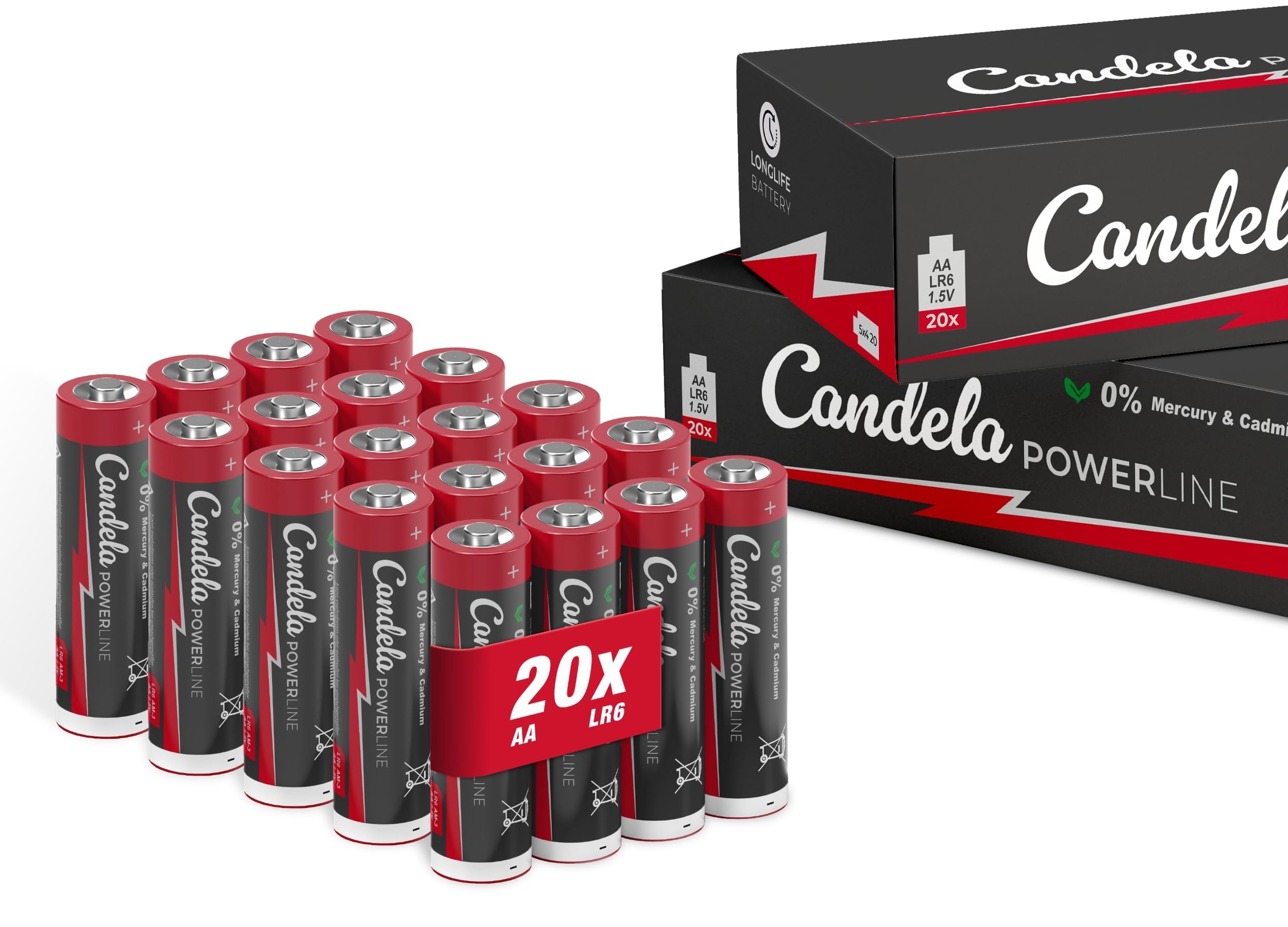 Candela Powerline Batterien AA 400er Pack, 1,5V Leistungsstark und langlebig, AA (LR6) Batterie für Haushalt und Büro