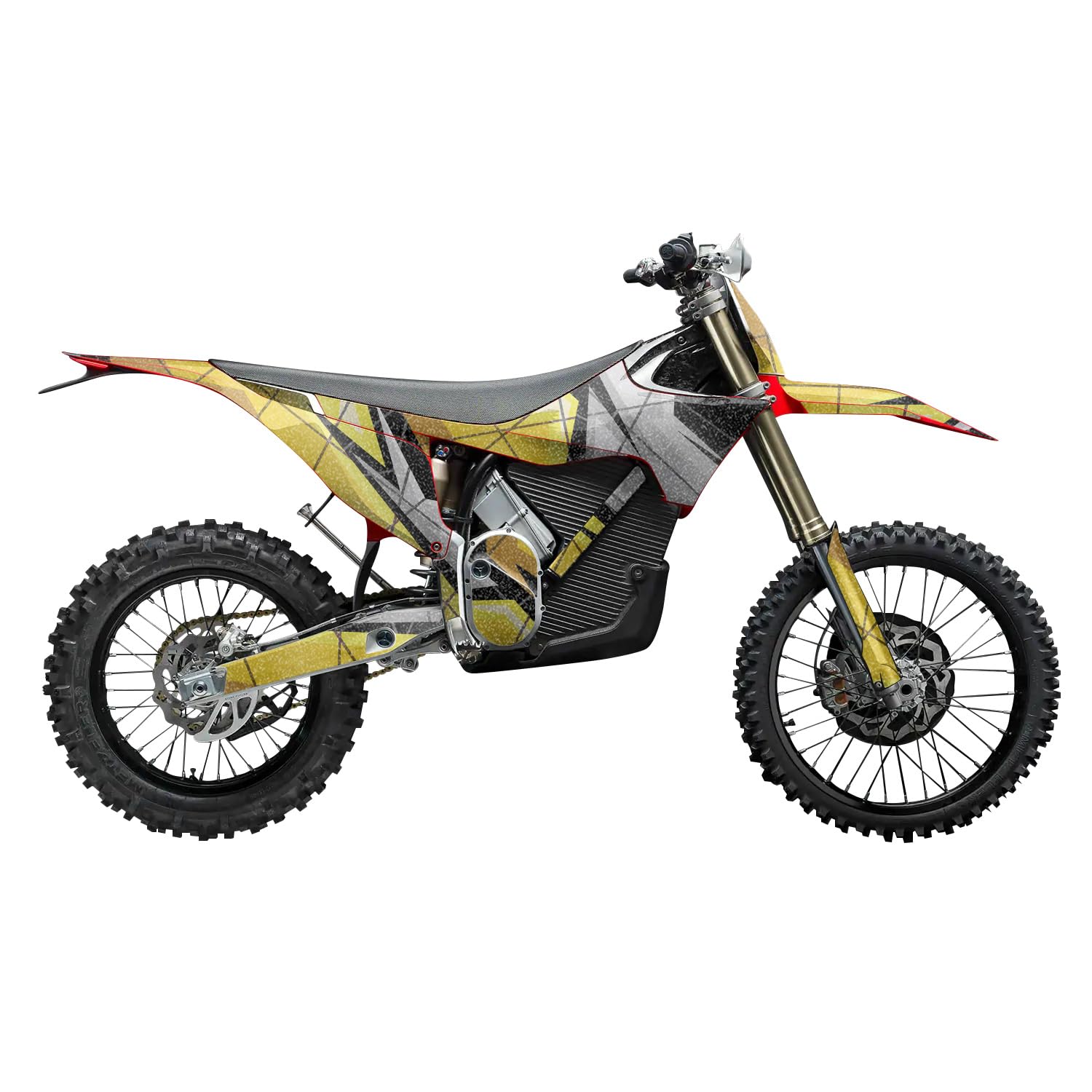 Glossy Glitter Stark Varg MX 2023-2025 Graphics Kit Wrap - Polygon Grunge Yellow - Varg MX Skin - Premium 3M Vinyl Protective Wrap Decal Cover - Easy to Apply | Crafted in The USA by MightySkins
