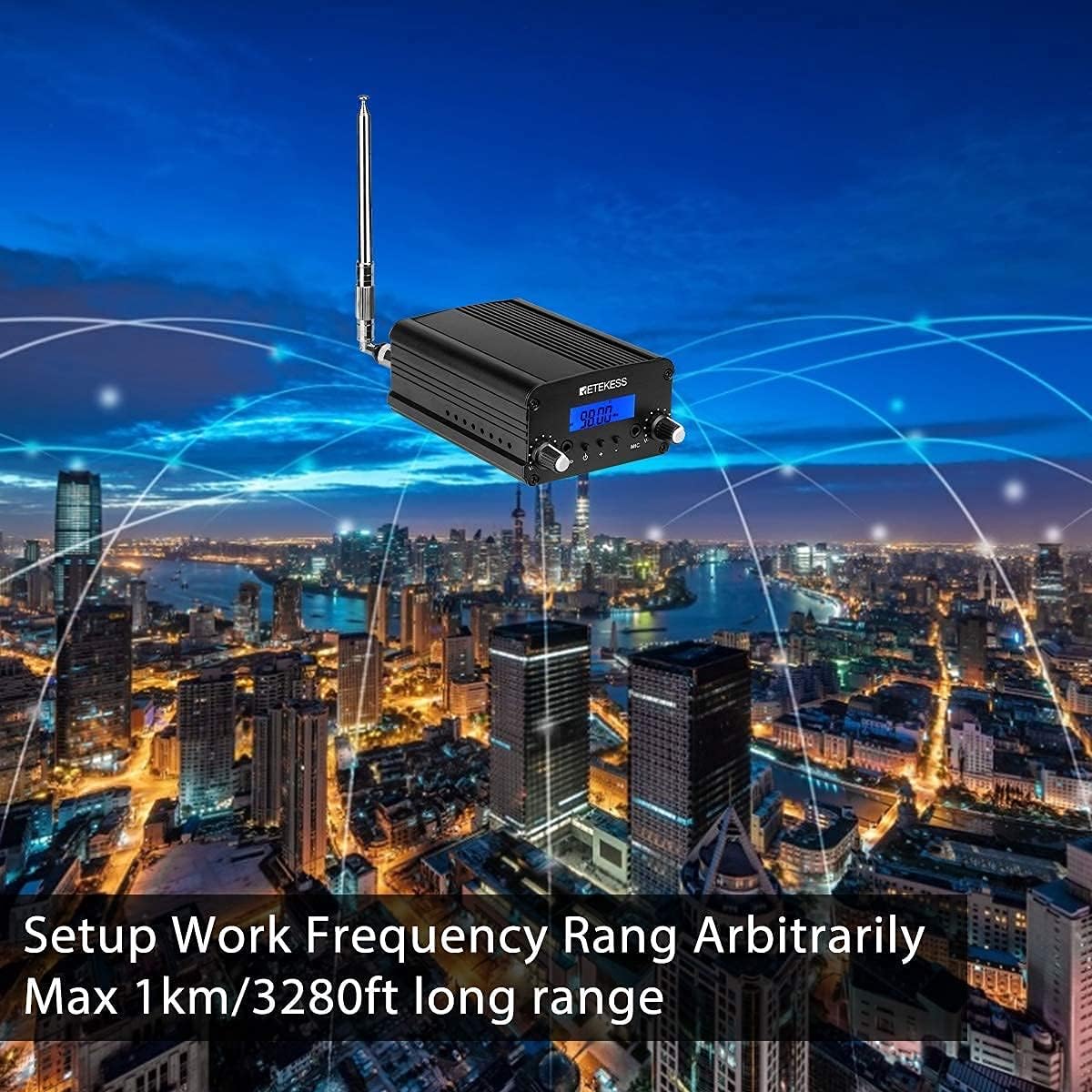 Retekess TR509 FM Transmitter for Church, Dual Mode Long Range Stereo Broadcast Radio Station with PR13 Portable FM Radio Receiver with Earphone for Drive-in Movie, Parking Lot, Car Club, School