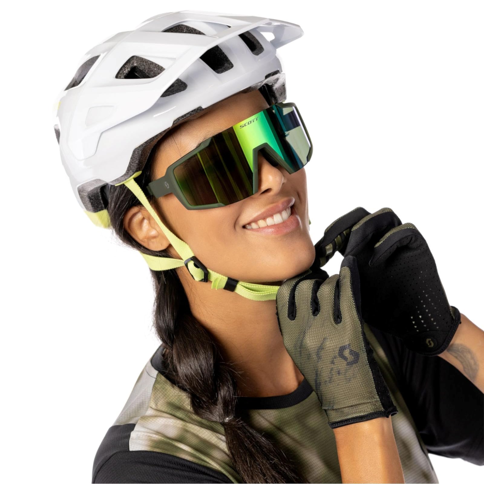 Scott Shield Compact Wechselscheiben Fahrrad Brille matt weiß/rot Chrome Sport & Freizeit
