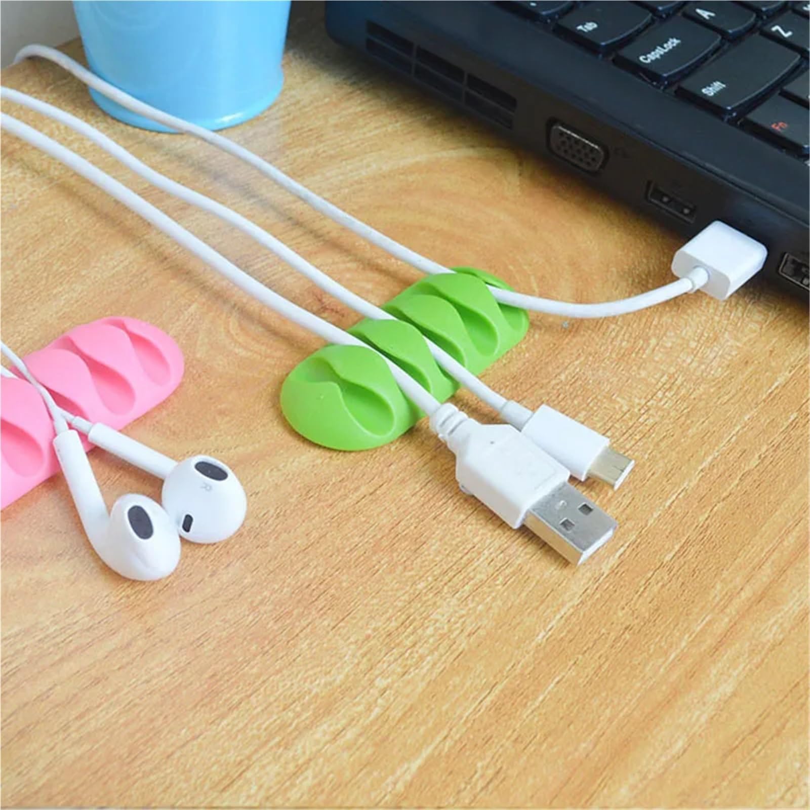 Abrazaderas para Cables 10 Uds. Organizador de gestión Protector Soporte Cable r for Oficina en casa(Green)