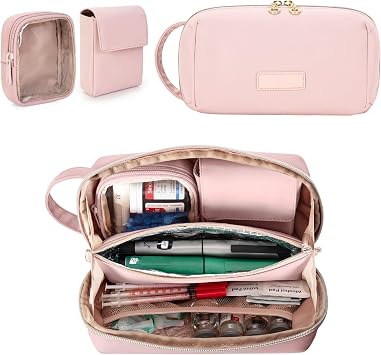 YARWO Diabetic Supplies Travel Case, Insulated Diabetes Storage Bag for Glucose Monitor, Insulin Syringes, Test Strips, Lancets, Ice Packs & Other Diabetic Kits, Dusty Rose Bag ONLY