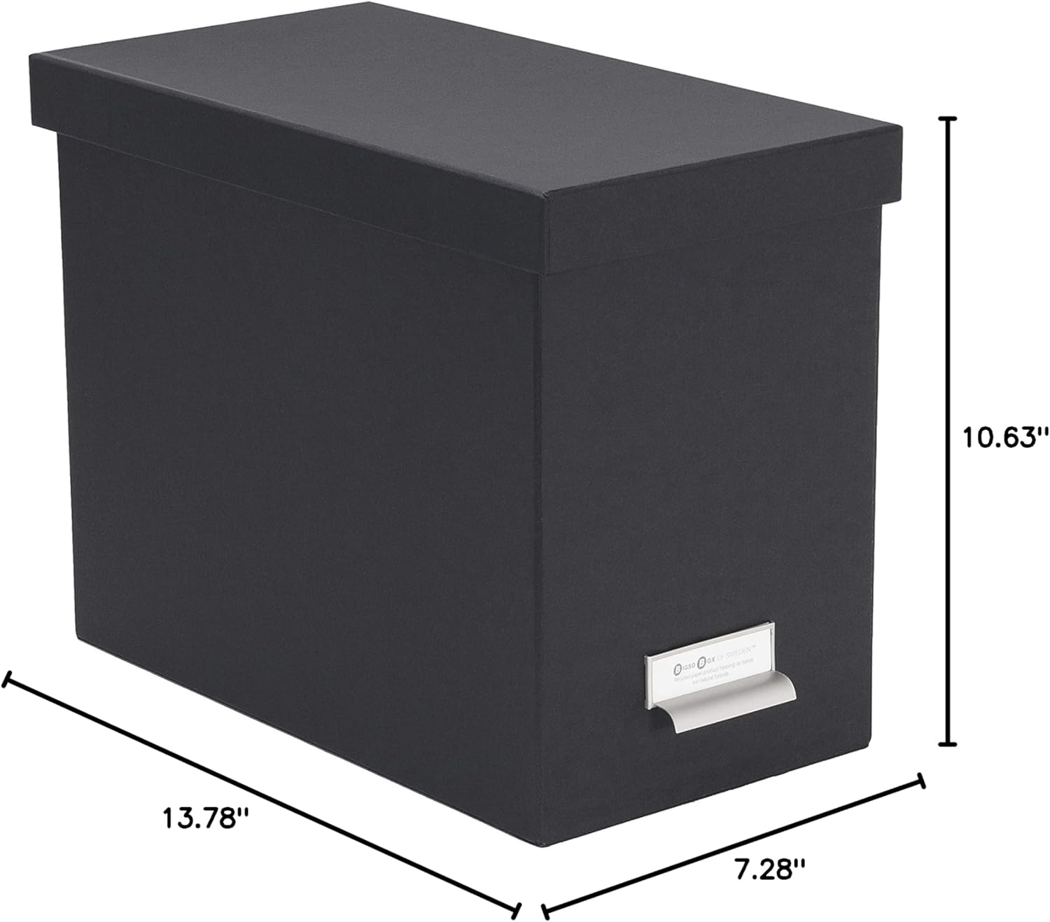 Bigso Box of Sweden File Organiser Storage Unit - Stylish Organiser Box Including 8 Hanging Files - Container for Folders Made of Fibreboard and Paper - Dark Grey