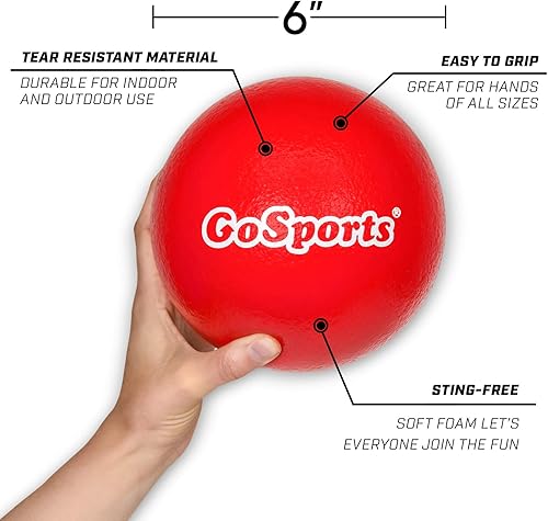 Miniatura 7 de GoSports Soft Skin Foam Playground Dodgeballs - 6 Pack Set for Kids - Includes Mesh Carry Bag