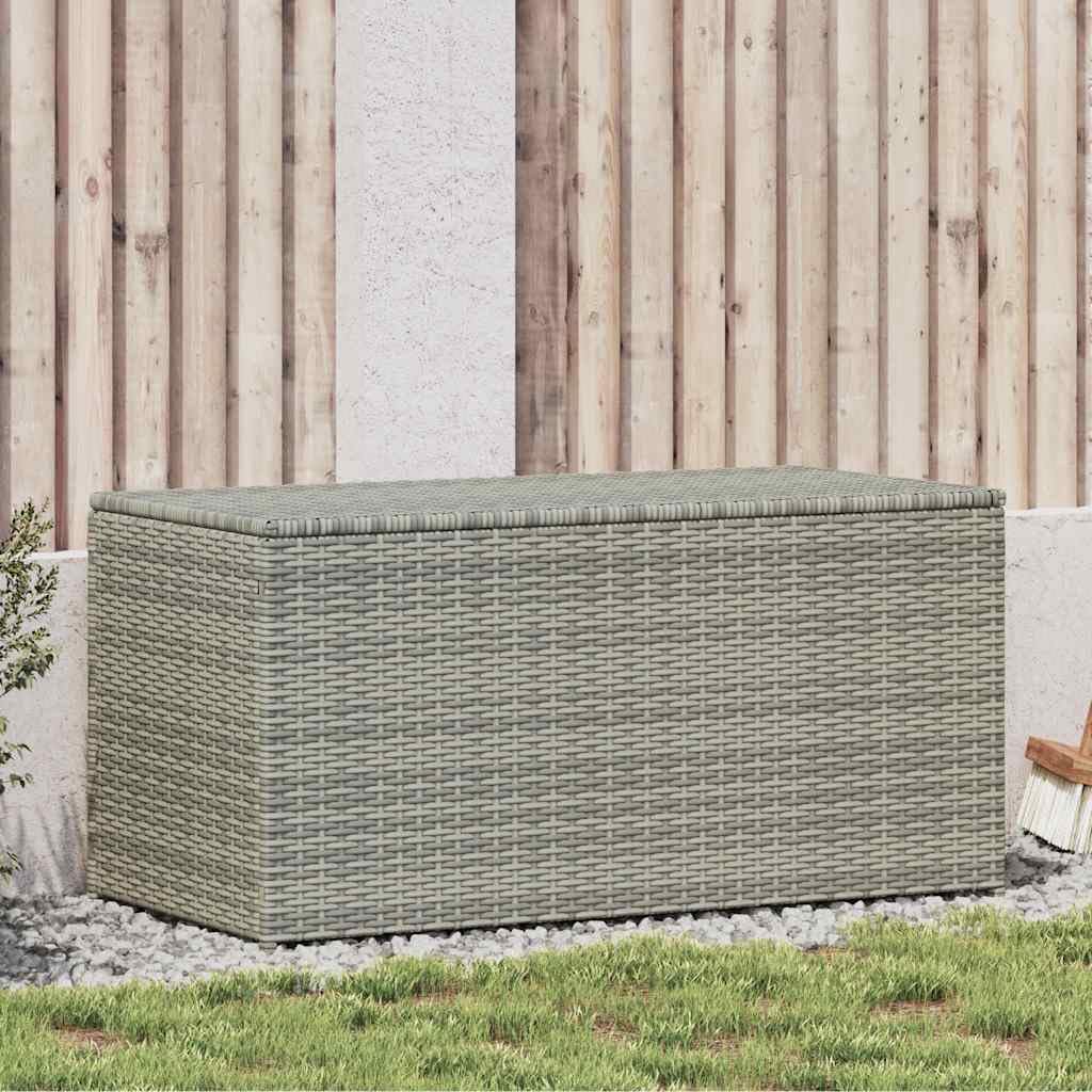 IKAYAA Litre PolyRattan Outdoor Storage Box Grand patio Deck Box Outdoor Garden Storage Box Cushion Box Storage Containers for Tools Pool Accessory Pillows-grey-100 x 50 x 50 cm