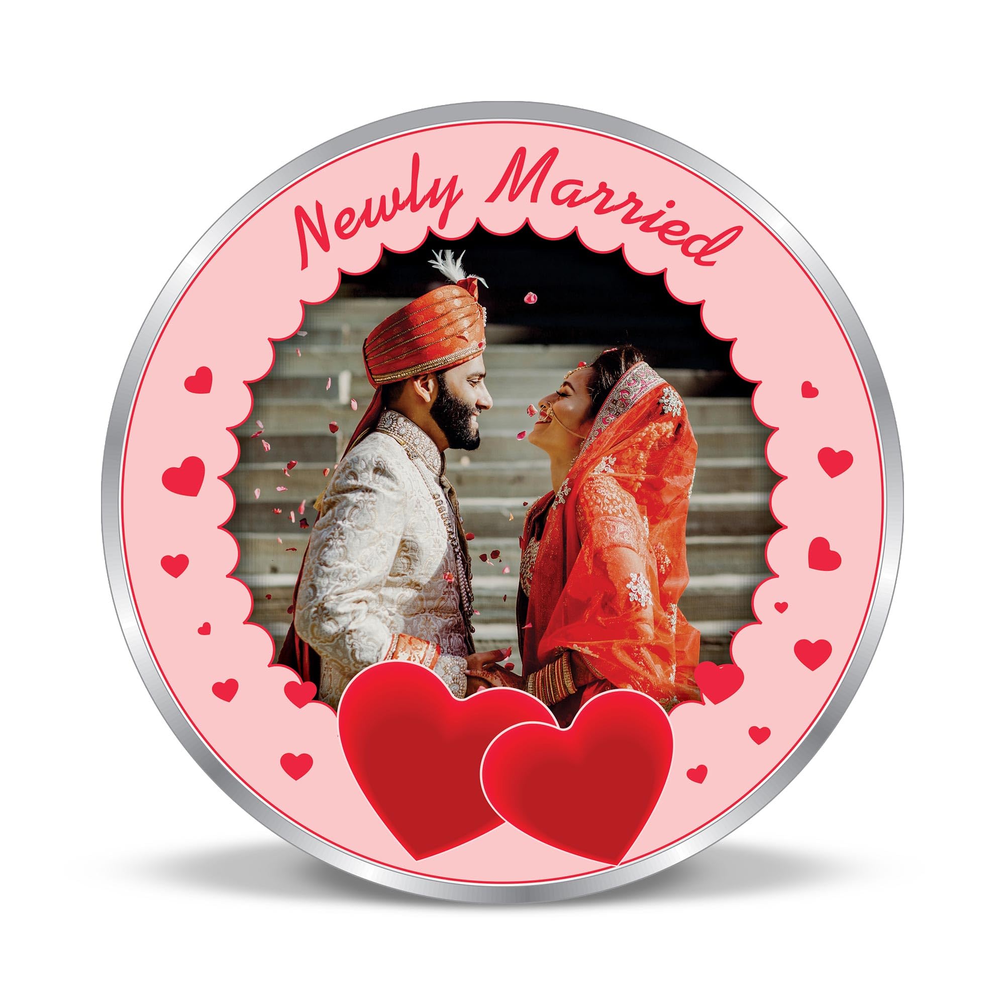 bis hallmarked personalised silver coin newly married 999 pure