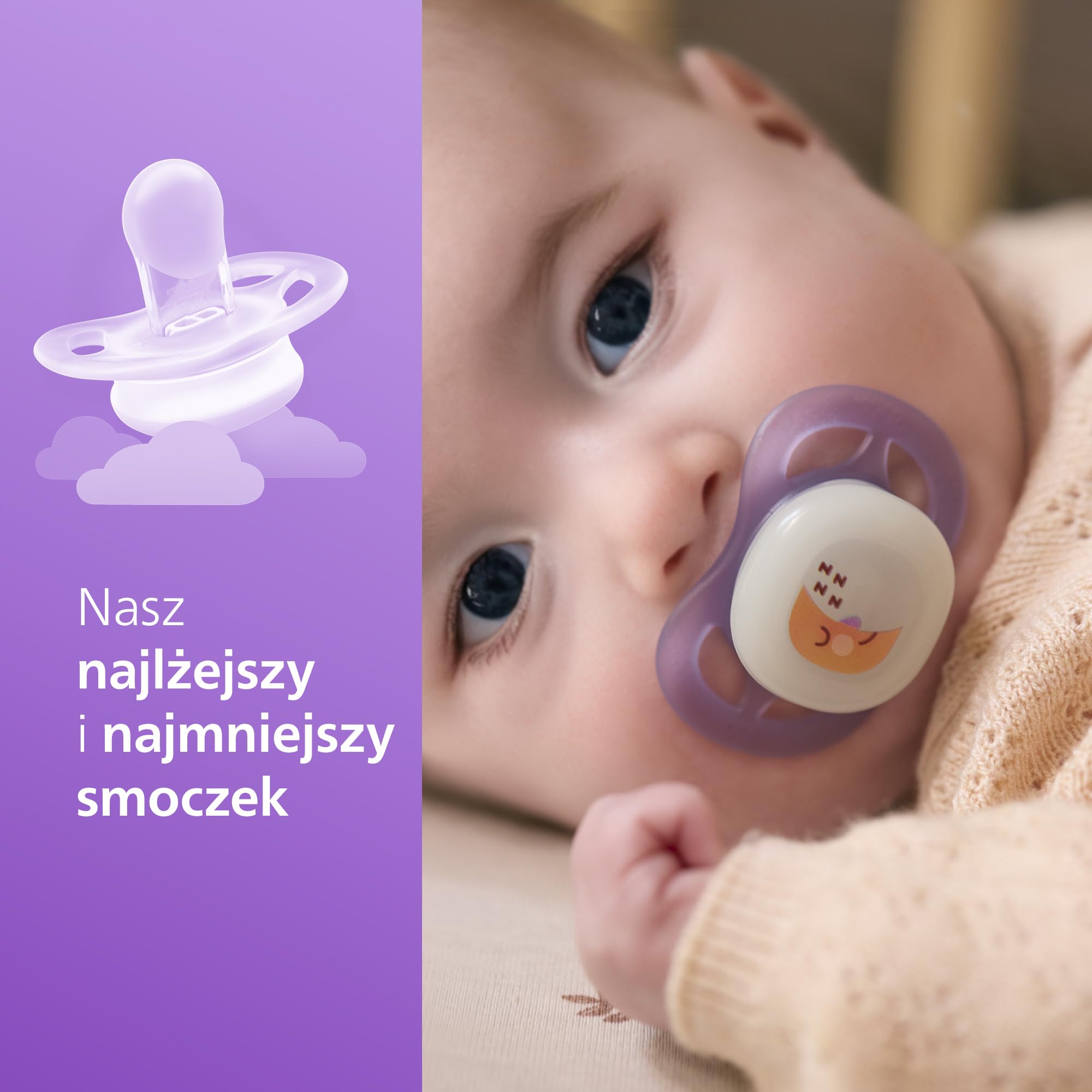 Philips Avent Ultra Start Nighttime, smoczki ortodontyczne dla noworodków w wieku od 0 do 2 miesięcy, świecą w ciemności, silikonowy, bez BPA, ze sterylizatorem/etui, 2 sztuki, SCF075/07