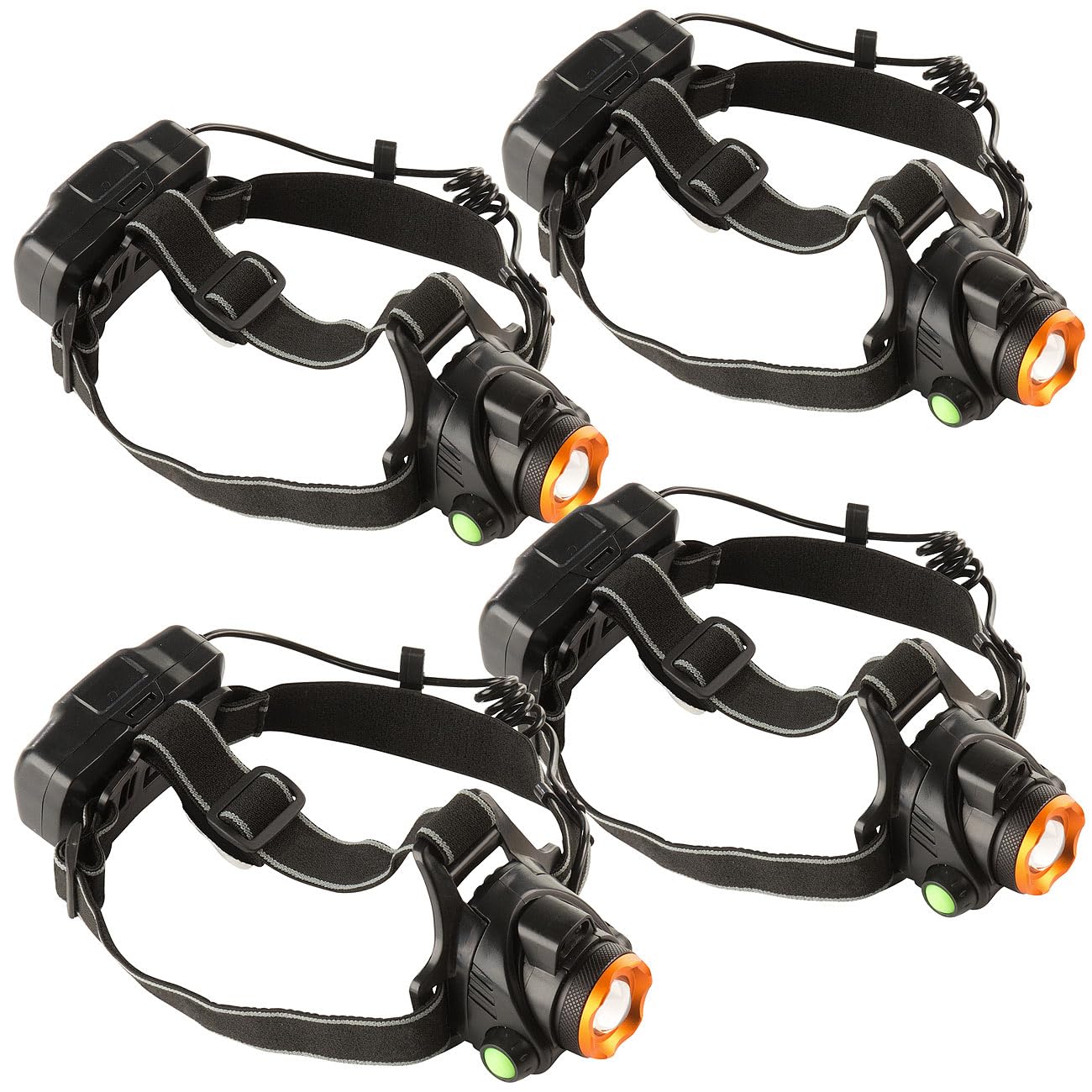 Outdoor Stirnlampe: 4er-Set Akku-Stirnlampen, Gesten-Steuerung, Cree-T6-LED, 580 Lumen (Ergonomische Stirnlampe, superhelle, Band)