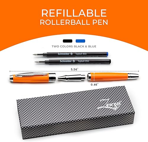 Vista 44 de ZenZoi Bolígrafo de lujo para hombres y mujeres con punta fina – Elegante bolígrafo ejecutivo negro mate con borde dorado, calidad negro mate