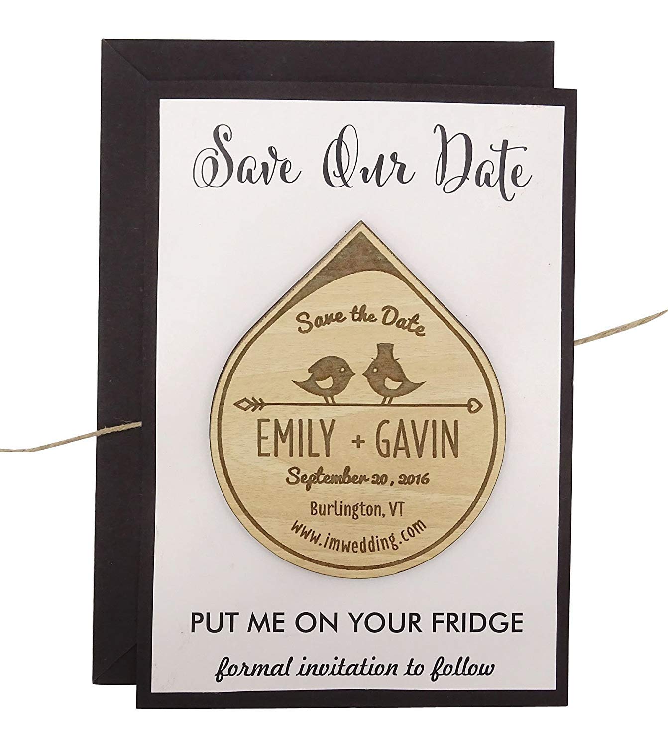 50 Boda rústica imanes de la Fecha de Madera grabada imán de la Boda invitacion Personal Idea