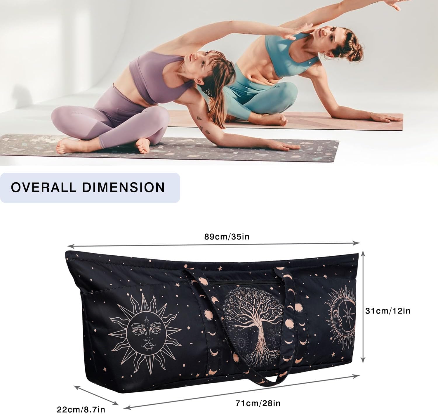 Yoga Mat Bag Yoga Mat Carrier with Shoes Compartment & Wet Pocket Pilates Bag with Zipper Pockets & Yoga Mat Holder Strap Yoga Bags and Carriers Fits All Your Stuff - Image 2