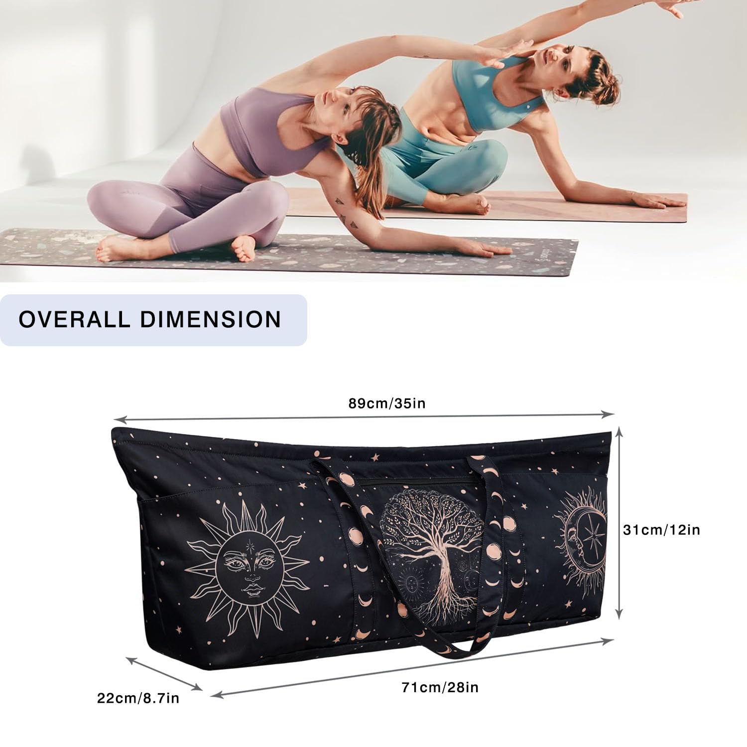 Yoga Mat Bag Large Yoga Mat Carrier with Shoes Compartment and Wet Pocket Pilates Bag with Zipper Pockets and Yoga Mat Holder Strap Fits Most Size Mats Yoga Bags and Carriers Fits All Your Stuff
