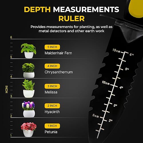 Miniatura 5 de CKG Pala detector de metales, excavadora de doble borde dentado resistente, herramienta de excavación de detección de metales con vaina, cuchillo de