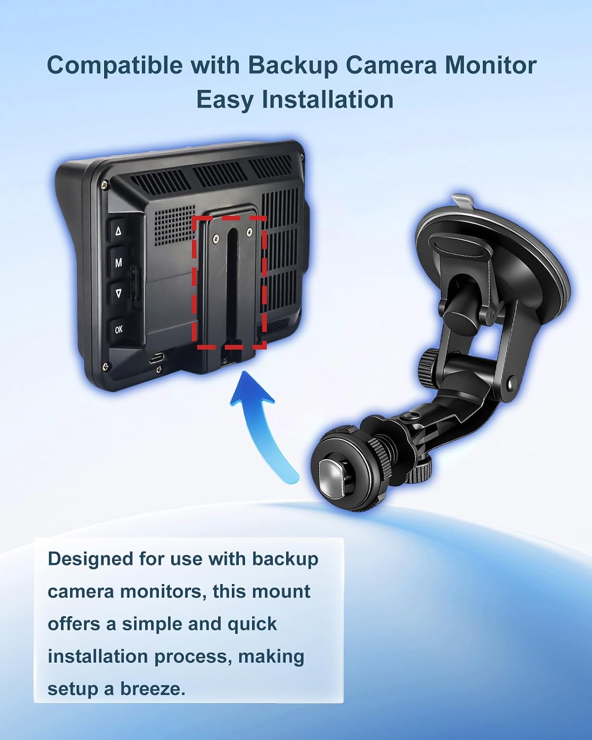 Windshield Suction Mount for Backup Camera Display Monitor image 3